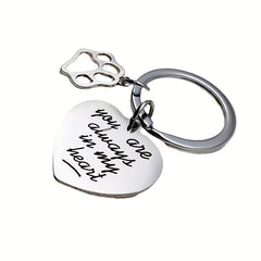 Pet Memorial Stainless Steel Engraved Keychain, Always In My Heart