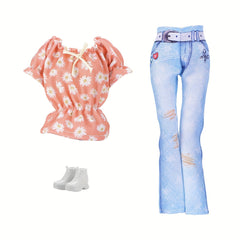 Doll Clothing 3-Piece Set Top Pants Shoes Gift for 11.5-Inch Dolls