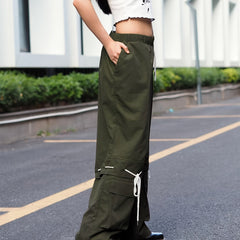  Casual Pants Women's Plus Solid Drawstring High Rise Loose Fit