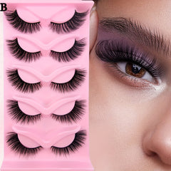 5 Pairs Cat Eye Lashes Natural Imitated Faux Mink False Eyelashes
