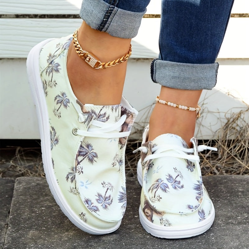 Women's Printed Canvas Slip On Loafers
