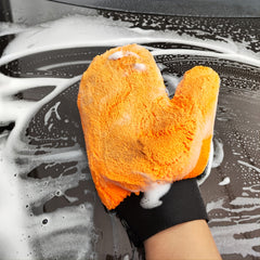 Coral Velvet Bear Paw Car Wash Gloves Water Absorption Microfiber