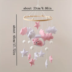 Multicolor Pink Bear Moon Mobile Handcrafted Toy for Cognitive Development