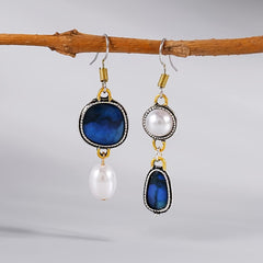 Vintage Metallic Silver Asymmetric Dangle Earrings