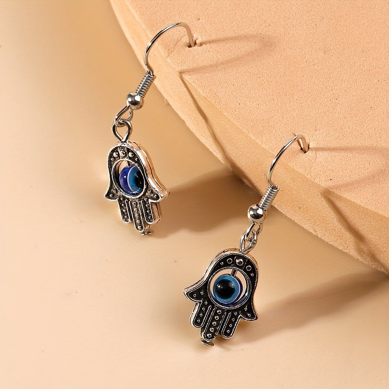 Ethnic Style Palm Eye Dangle Earrings