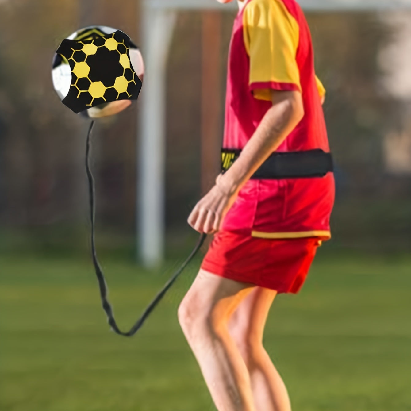 Soccer Kick Trainer Ball Elastic Juggling Net Belt