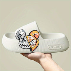 Men's Anime Print Non Slip Platform Slides Comfortable Cloud Slides