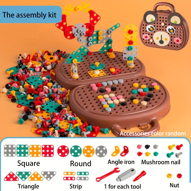 Creative Bear and Dog Design Toy Toolbox for Assembly