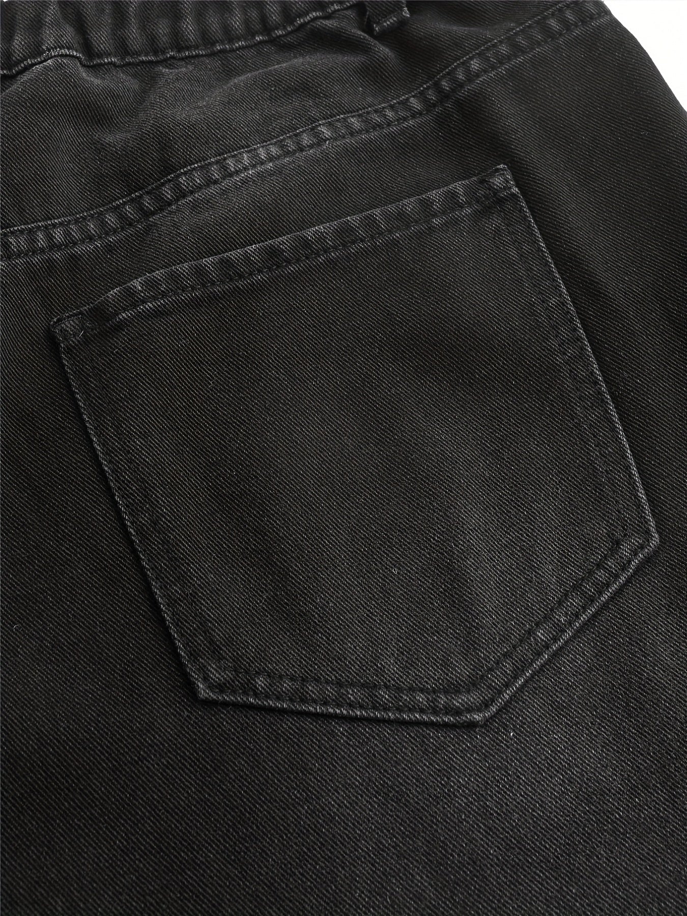  Solid Button Fly Elastic Straight Leg Jeans