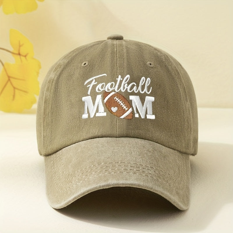 FOOTBALL MOM Embroidery Baseball Cap Distressed Dad Hat for Women