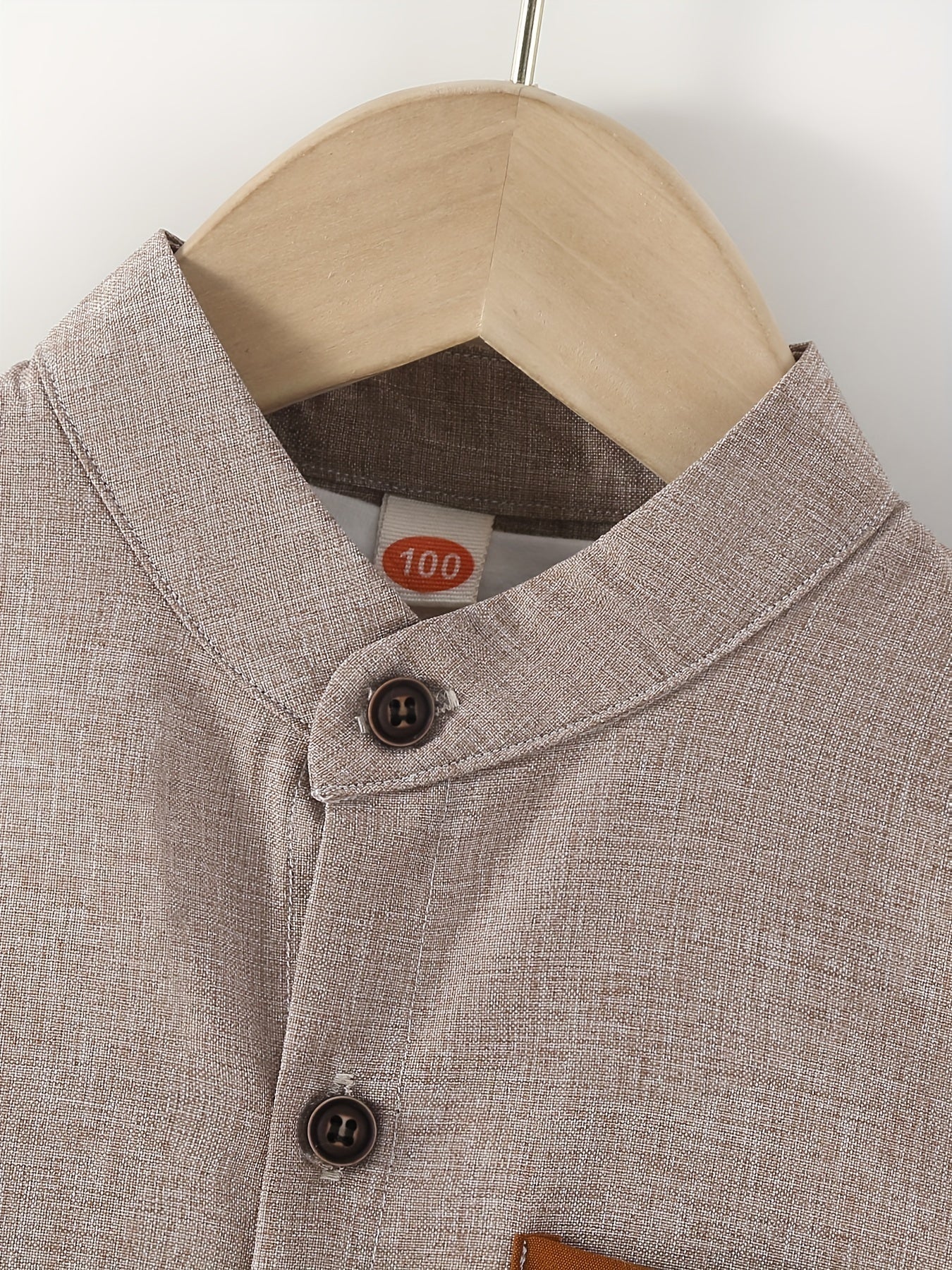 Boys Button Down Shirt Short Sleeve Stand Collar Tee Tops