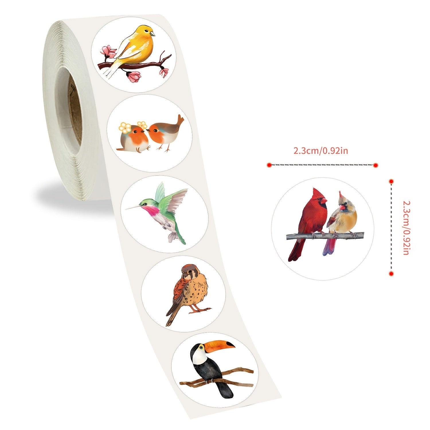 500pcs Cartoon Bird Vinyl Stickers Animal Themed Roll