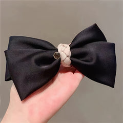 Bow & Rhinestone Decor Hair Clip French Barrette Headwear