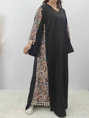  Boho Abaya Dress Women's Paisley Print Maxi Dress