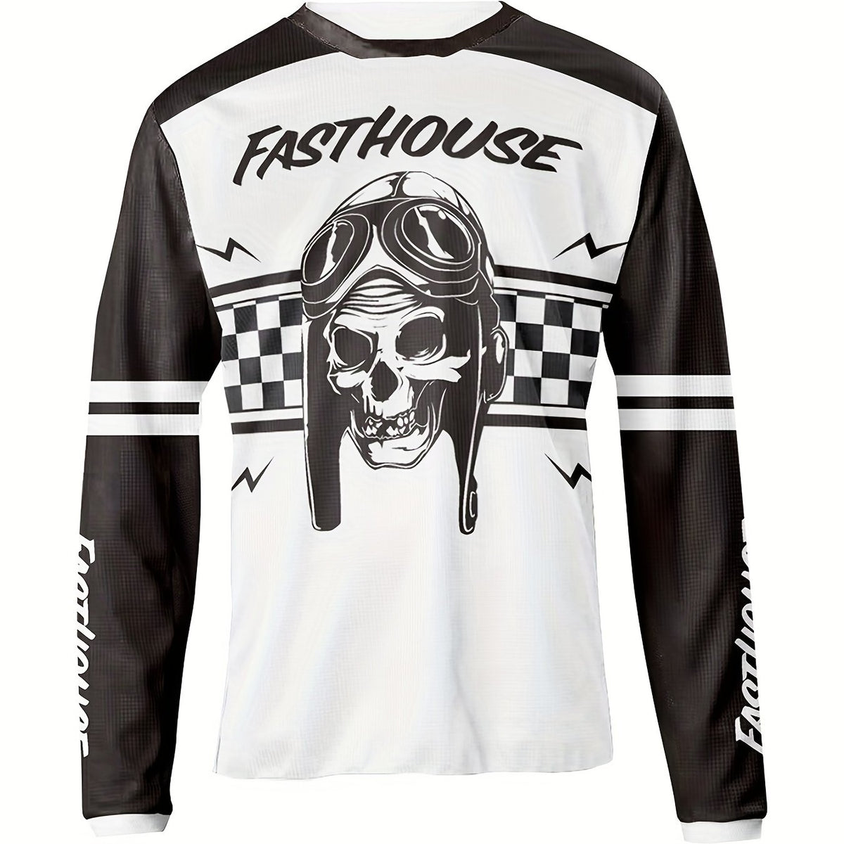 Men's Dark Skeleton Long Sleeve Motocross Shirt