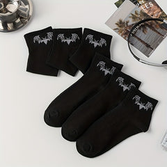 6 Pairs Bat Pattern Socks Halloween Short Socks Women's Stockings