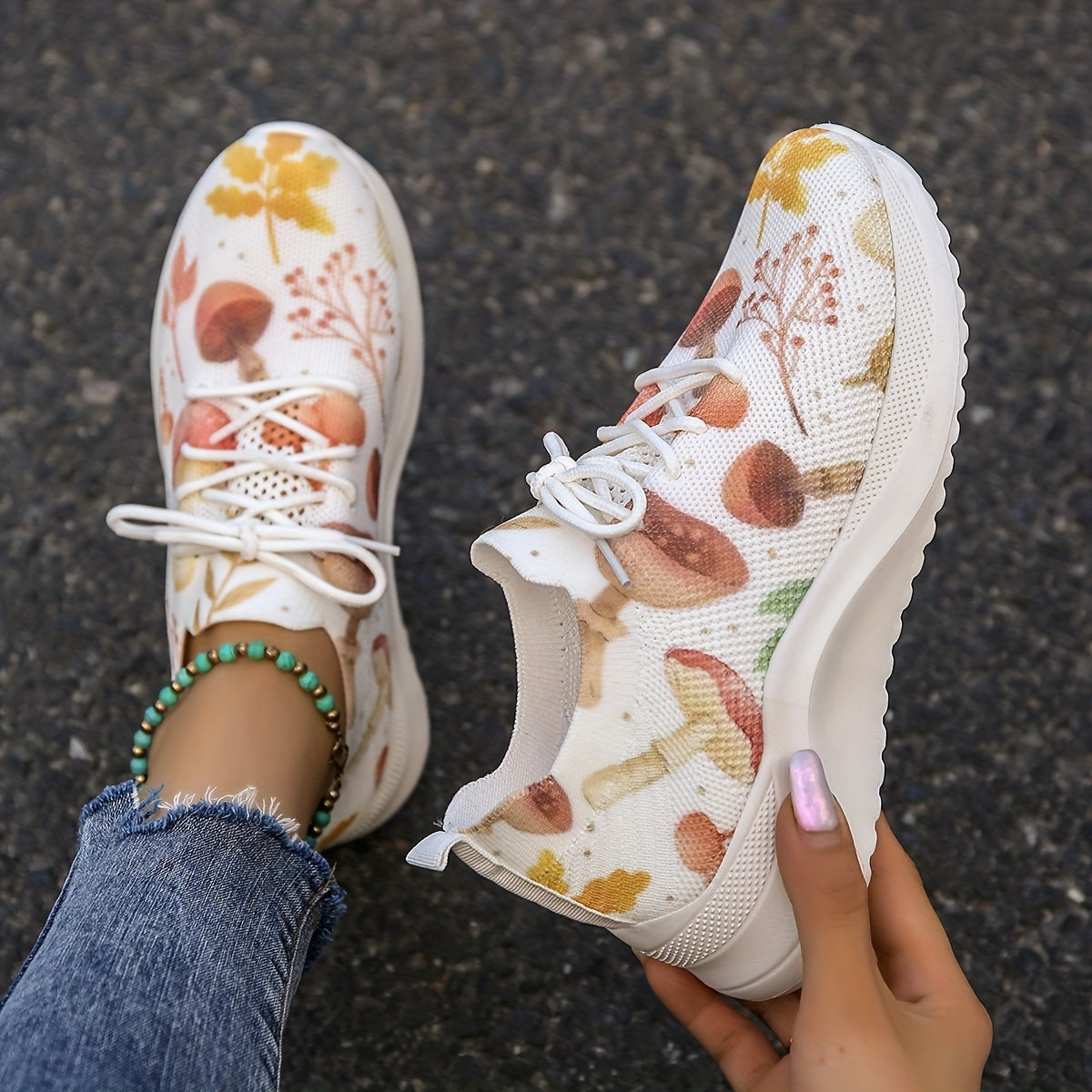 Halloween Mushroom Pattern Athletic Running Shoes For Women