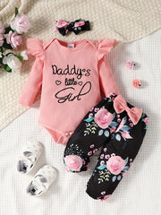 Cute 3-Piece Baby Girl Outfit: 'Mama's Girl' Onesie, Floral Shorts