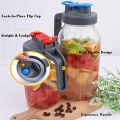 Airtight Mason Jar Lid with Handle and Pour Spout - Ideal for Lemon