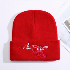 Cartoon Embroidery Knitted Hat Warm Pullover Hip Hop Cold H
