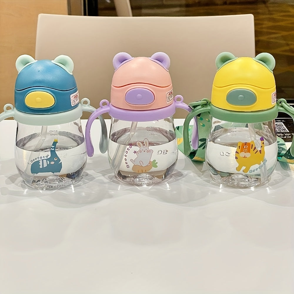 Cartoon Animal Portable Bottle with Shoulder Strap for Kids