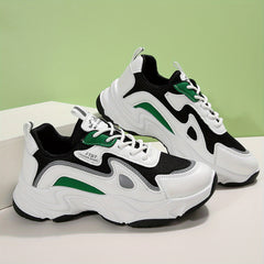Women's Colorblock Chunky Sneakers Lace Up Running Shoes