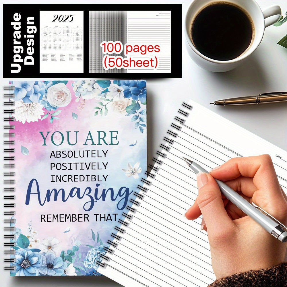 1pc Inspirational Teacher Notebook Watercolor Floral Motivational Journal