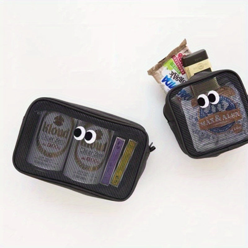 2pcs Cartoon Eyeball Makeup Bag Portable Organizer Women's Makeup Sundries