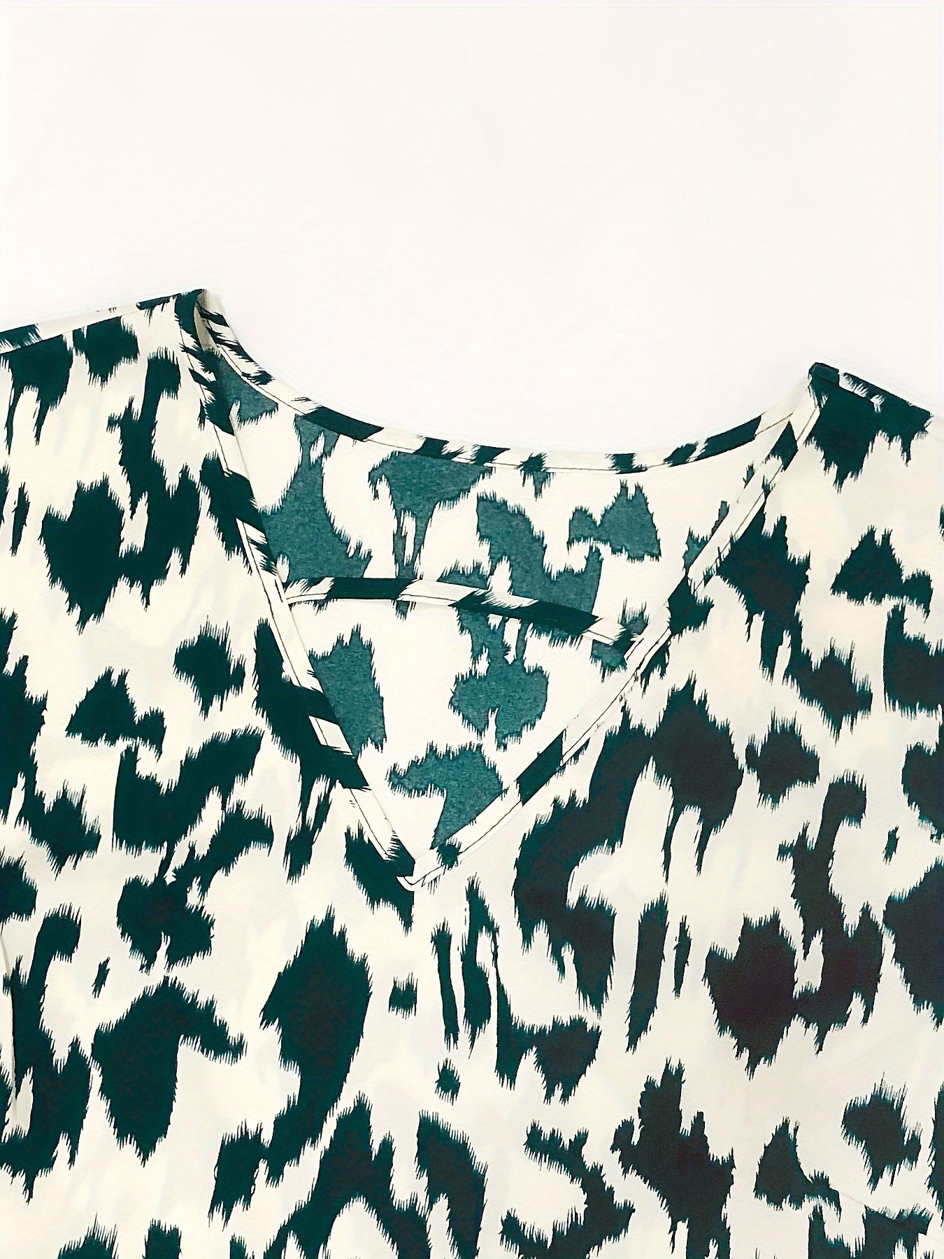  Leopard Print V Neck Cut Out Top