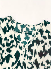  Leopard Print V Neck Cut Out Top