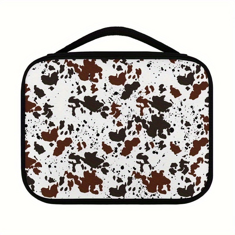 Brown Cow Print Bible Cover for Women with Handle, Zippered Pocket