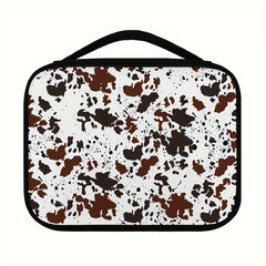 Brown Cow Print Bible Cover for Women with Handle, Zippered Pocket