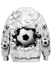 Boys Soccer Print Hoodie for Spring Fall