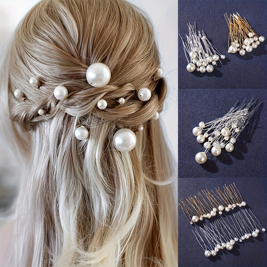 18pcs Faux Pearl U Shaped Hair Clip