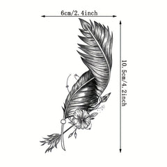 Waterproof Feather Tattoo Sticker Stylish Long Lasting Temporary Tattoo