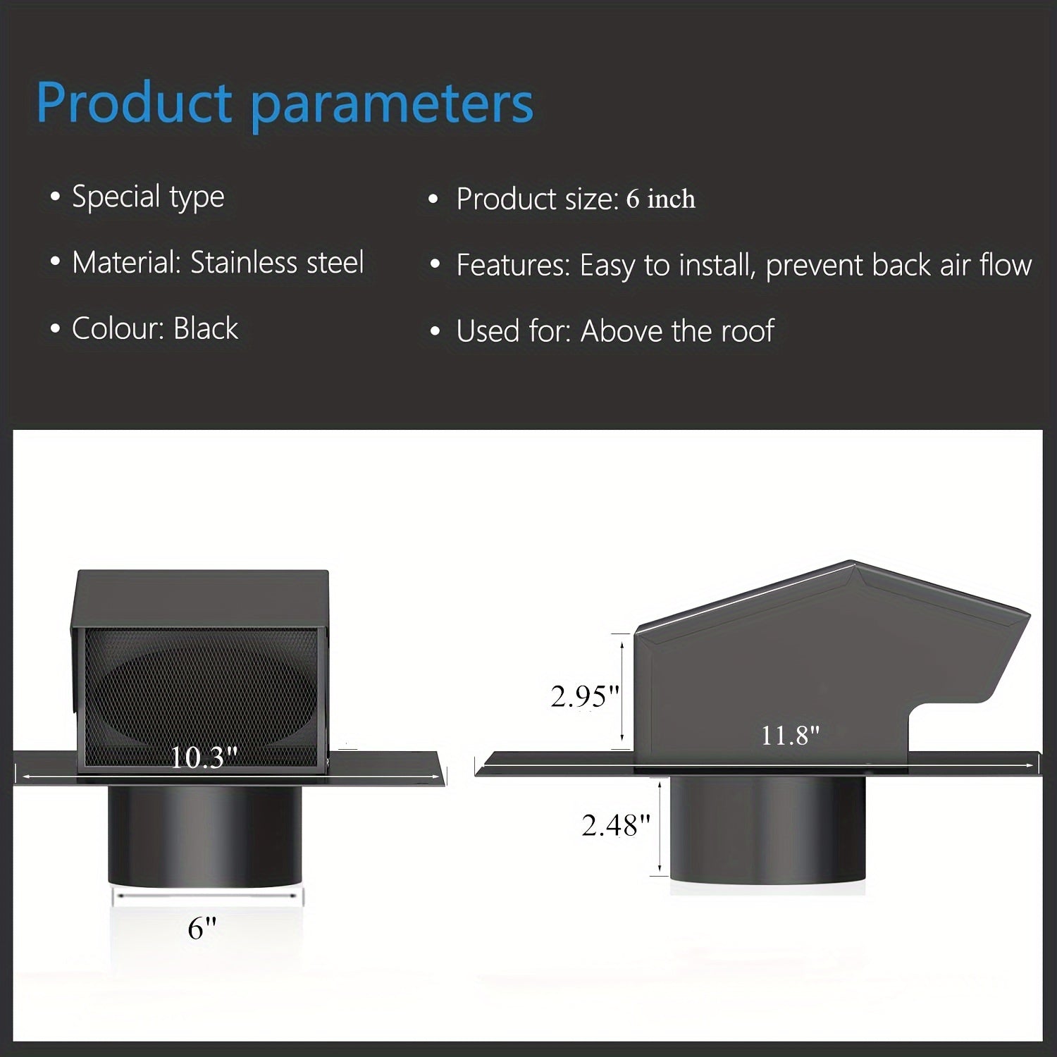 Galvanized Steel Roof Vent Cap with Damper for Ventilation System