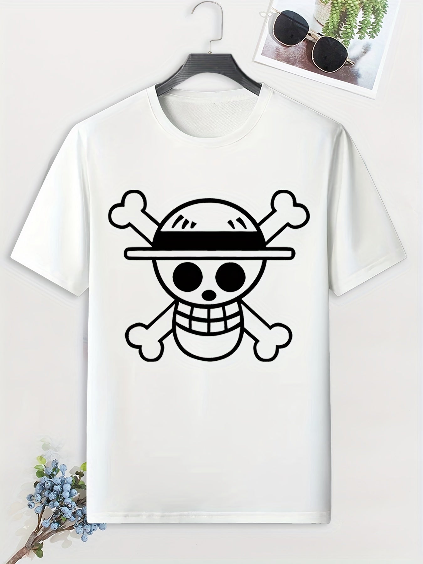 Cartoon Skull Print Men's Sports T-shirt