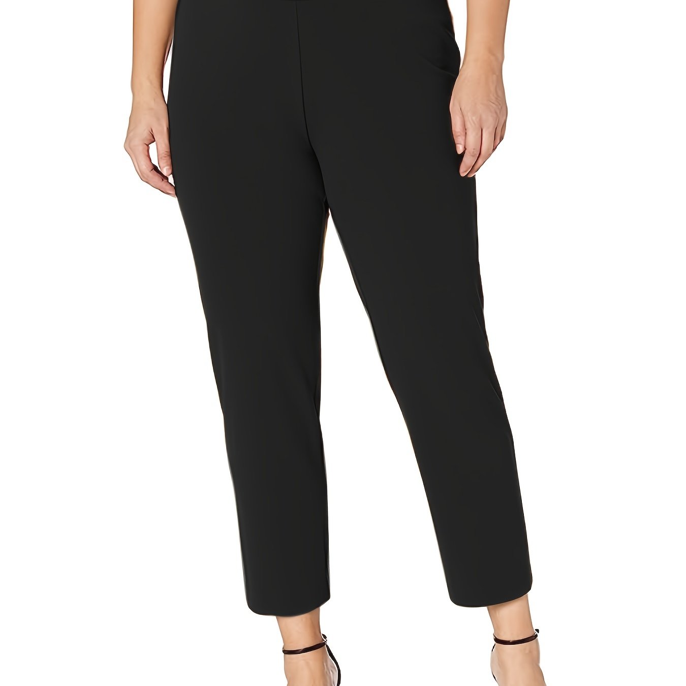 Solid Stretch Workwear Straight Leg Trousers