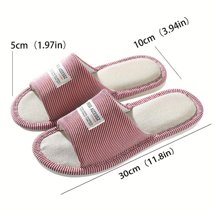 Men's Flax Lightweight Non Slip Open Toe Slides For Summer