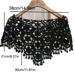 Vintage Hollow Out Tassel Shawl & Breathable Wrap