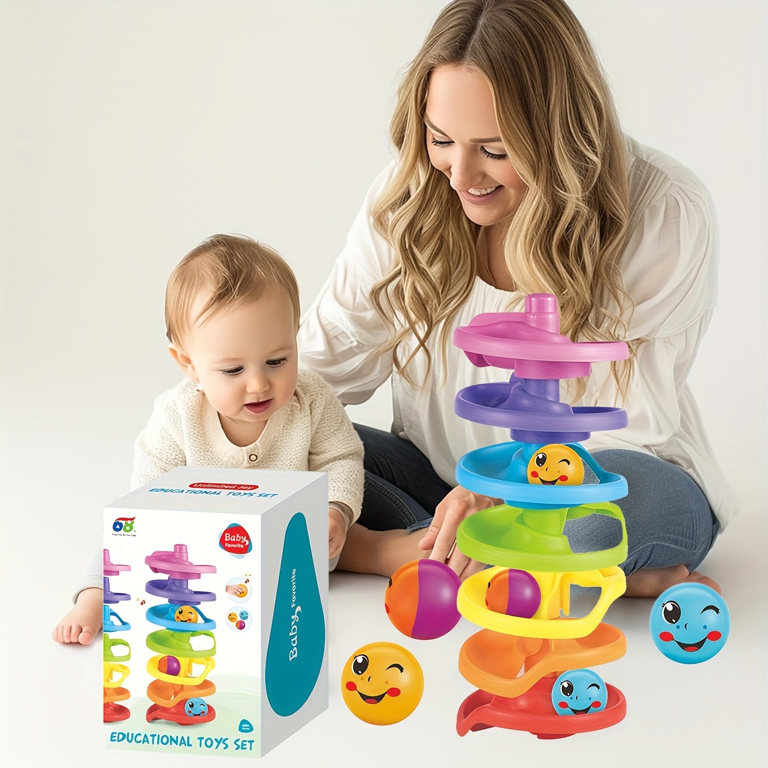 Interactive Ball Drop Toy for Kids - Swirling Tower Spinning Swirl Ball Ramp Set
