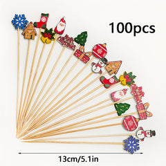 Christmas Cocktail Picks Santa Claus Snowflake Tree Bell Decoration