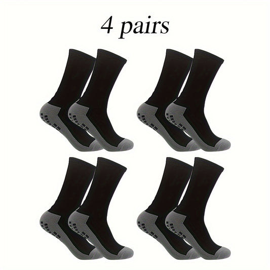 4 Pairs Non Slip Soccer Socks for Sports Running Football Crew Socks