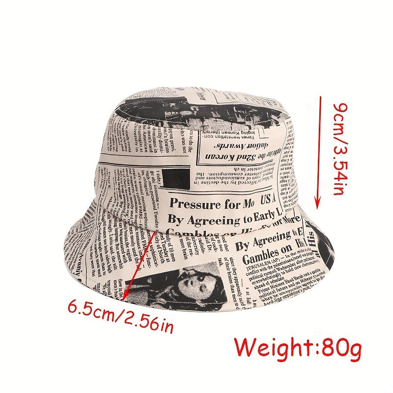 Fisherman Hat Newspaper Pattern Basin Hat Spring And Summer Sun Hat