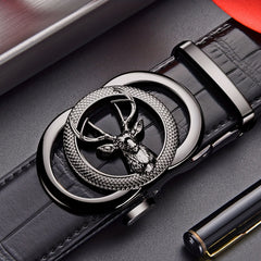 Crocodile Pattern Leather Spiked Belt for Men