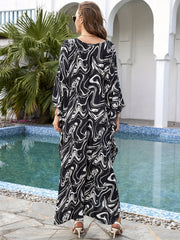 Boho Abaya Dress Women's Plus Allover Print Maxi Kaftan Dress
