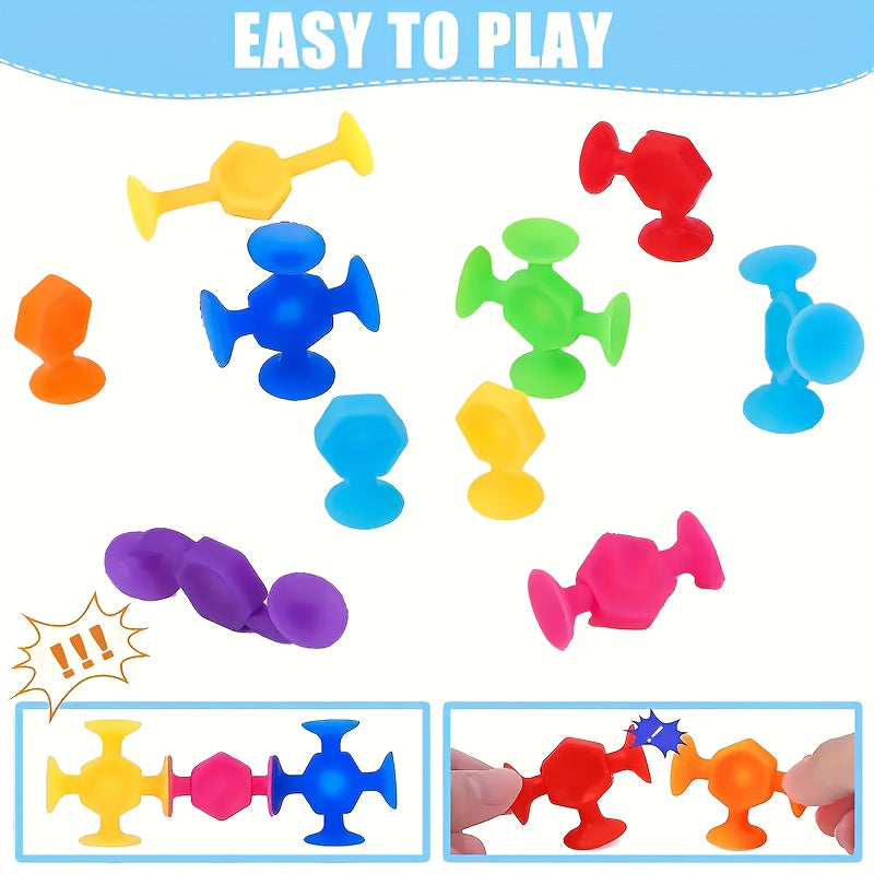24pcs Suction Cup Sensory Toys Soft Texture Window Building Toys