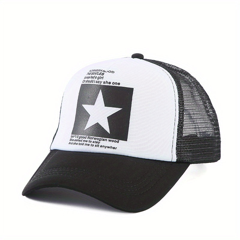 5 Pointed Star Graphic Mesh Baseball Cap Summer Caps