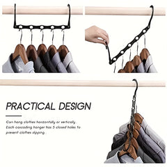 4pcs Plastic Space Saving Hangers 5 Slots Closet Organizer Wrinkle Clothes