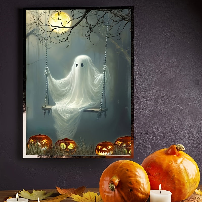 5D DIY Diamond Painting Kit Ghost On The Swing Spooky Little Ghost Face